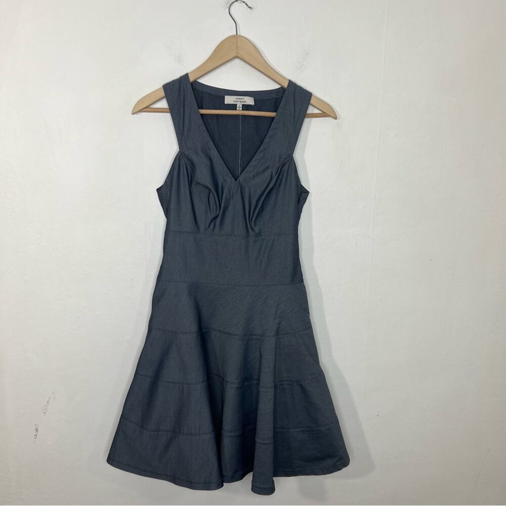 Robert Rodriguez Blue Gray A-Line Pleated Dress Size 4